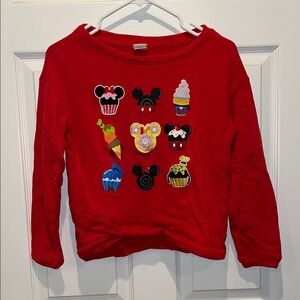 Red Sweatshirt with Disney Character Patches